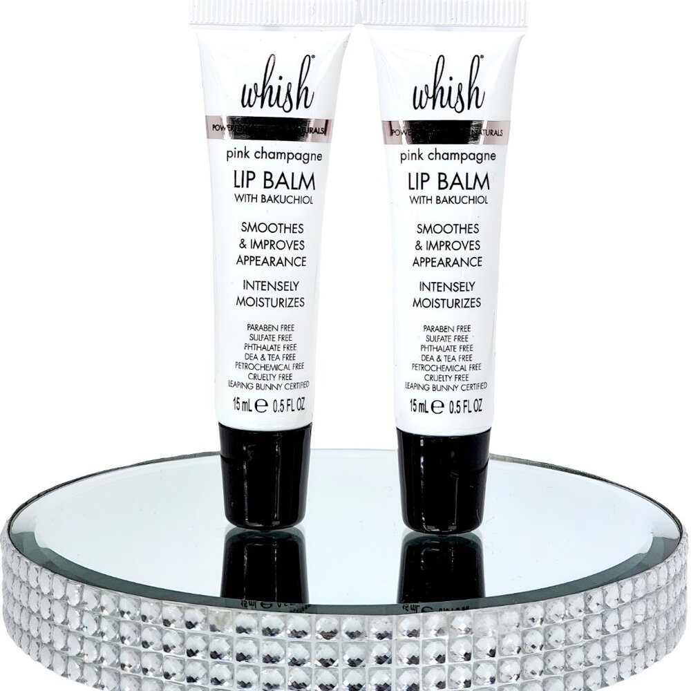 ×2Pc Whish Lip Balm With Bakuchiol Pink Champagne 15ml/.5oz RP$48 NEW